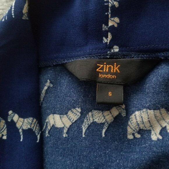 Zink London Womens Small Blue Animal Print Open Cardigan Sweater Lightweight - Picture 3 of 6